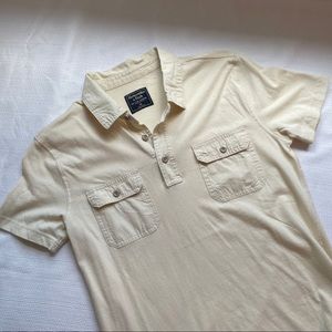 A&F Mens Off-White Pocket Short-Sleeve Polo XS